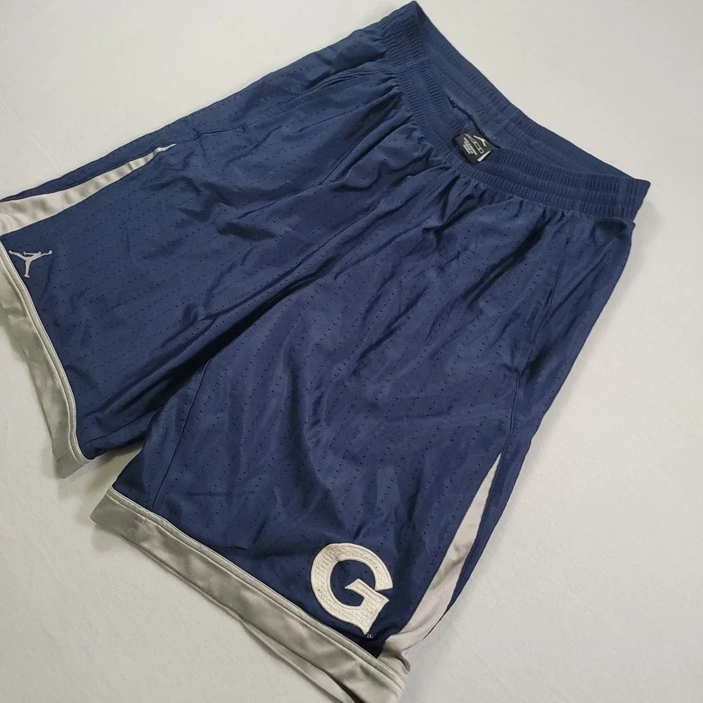 Jordan Georgetown Hoyas Basketball Shorts Mens Large Navy Blue Mesh Athletic Gym